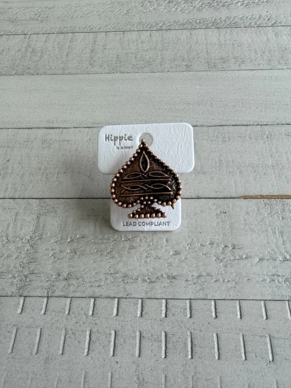 Copper Western Boot Stitch Ace Ring New